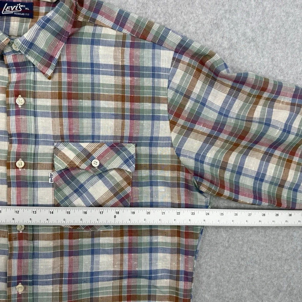 Vintage Levis Shirt‎ Mens XL Plaid 80s Button Up Long Sleeve Pockets Made In USA